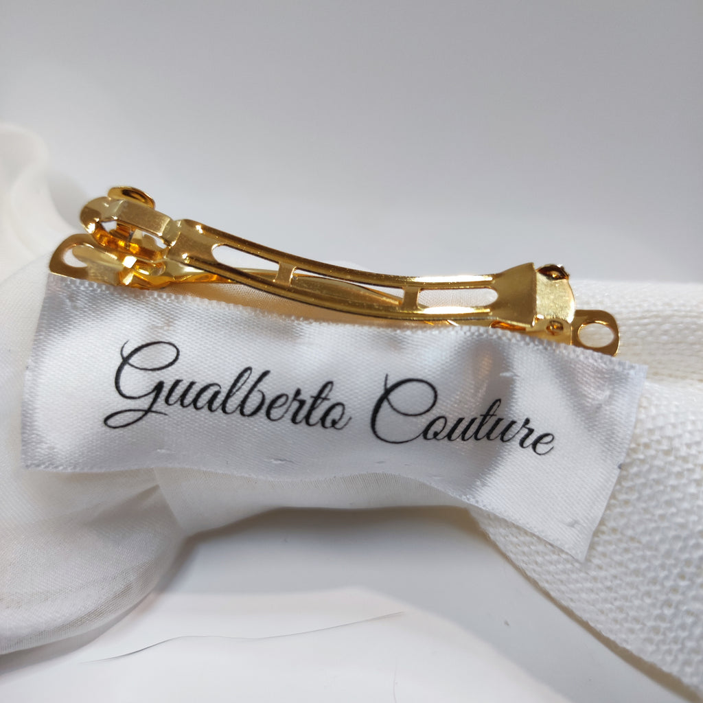 Watawat Sterling Silver Flower Beads in French Organza and Irish Woven Linen Bow