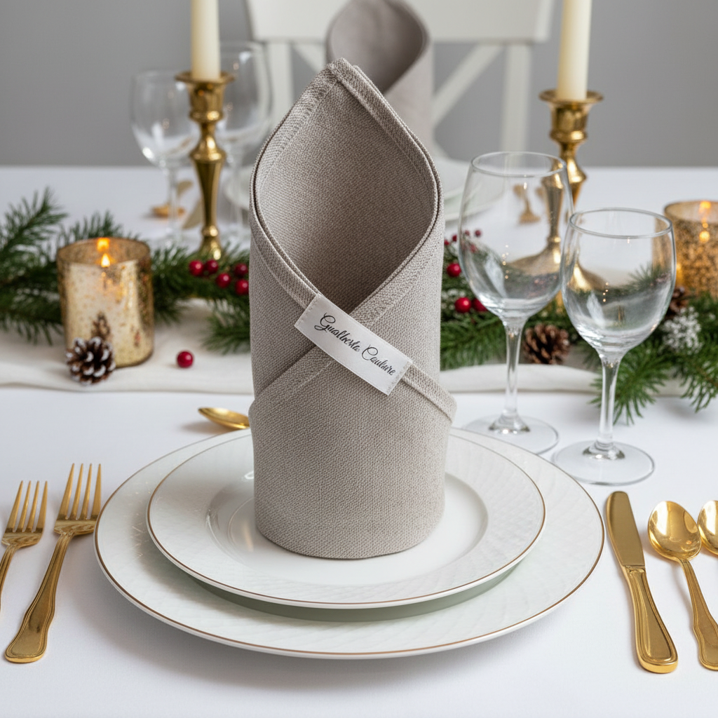 Alternative elegant napkin fold on Christmas table