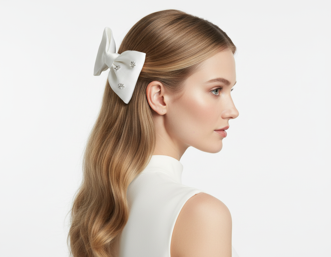 Watawat Sterling Silver Flower Beads in French Organza and Irish Woven Linen Bow