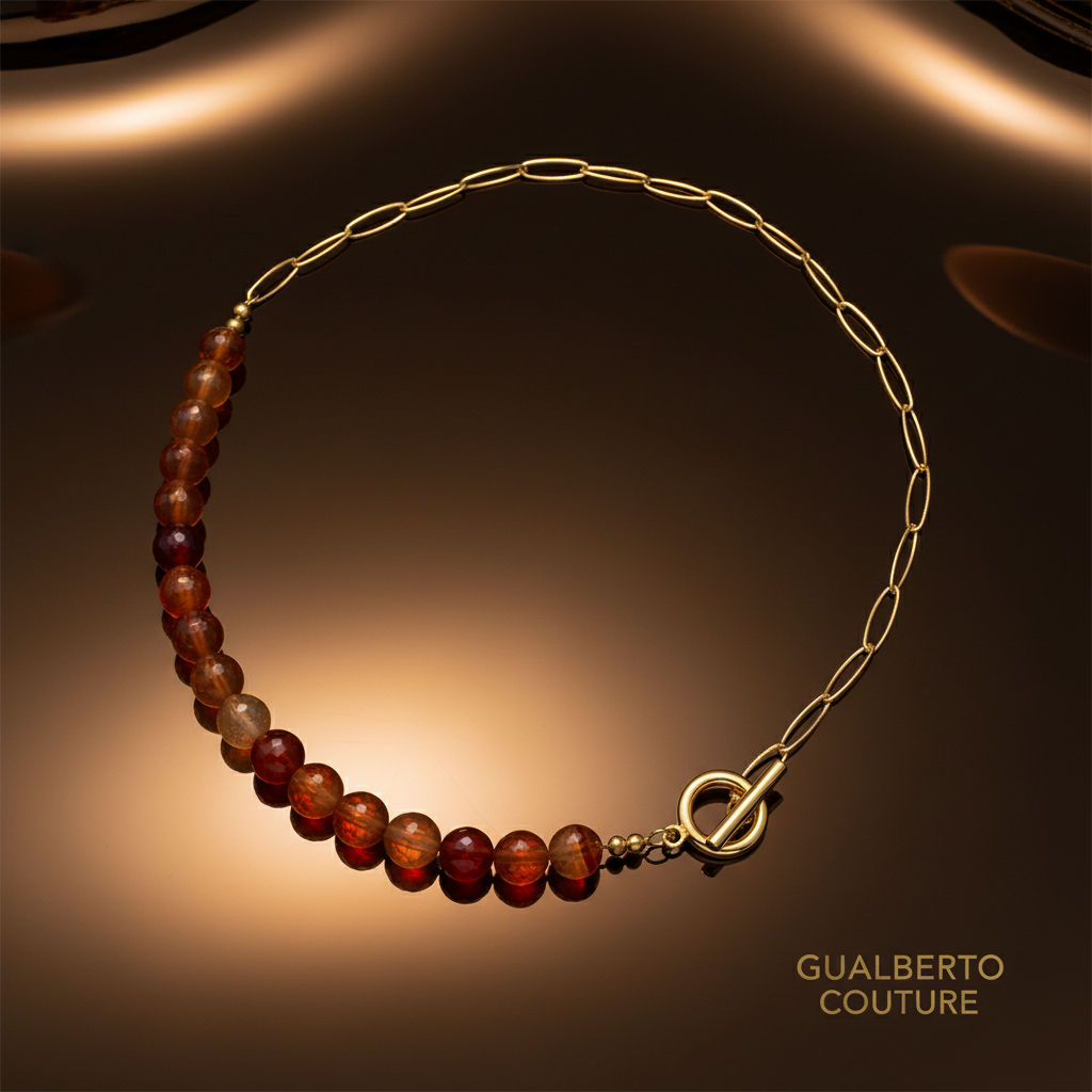 Carnelian Necklace on Brown Chrome Gold Background