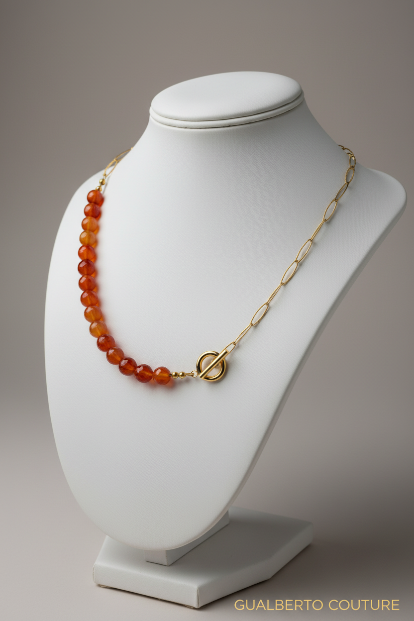 Carnelian Necklace on Jewelry Display Stand
