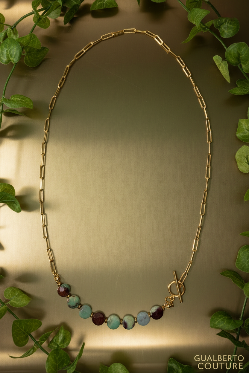 Chrysoprase Paperclip Necklace - Gualberto Couture