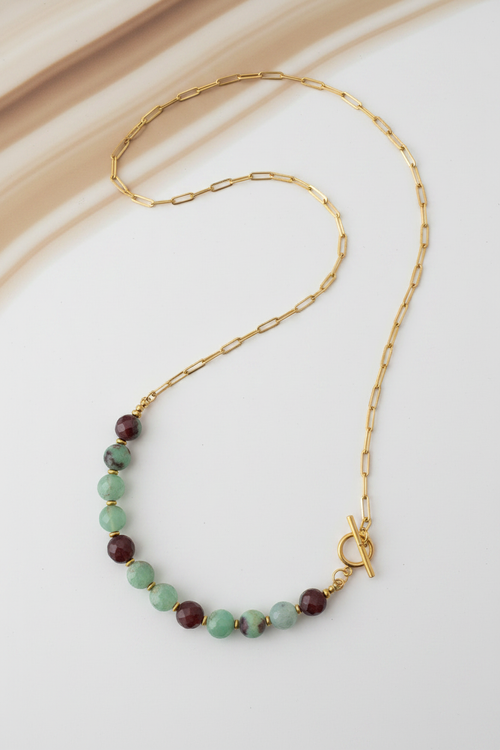Chrysoprase Paperclip Necklace — Swirling Composition