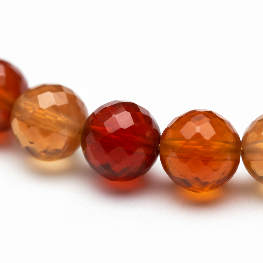 Close-up of 12mm Faceted Carnelian Beads