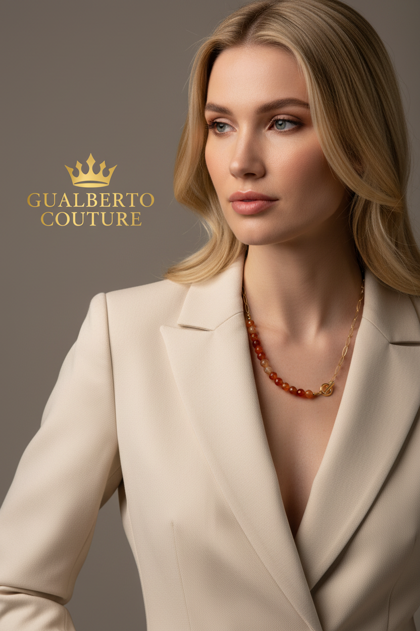 Closer Lifestyle Shot with Carnelian Necklace