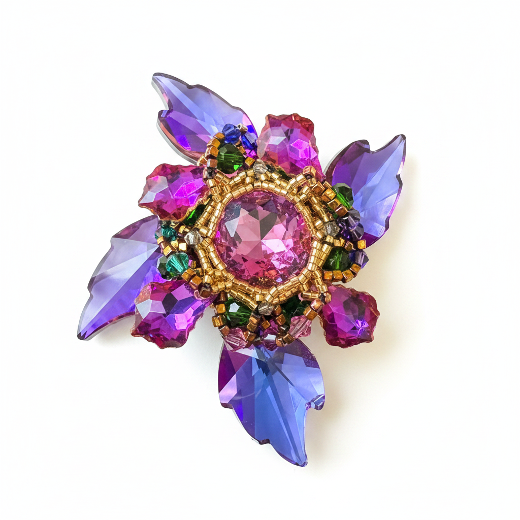 Crystal Flower Brooch – White Background