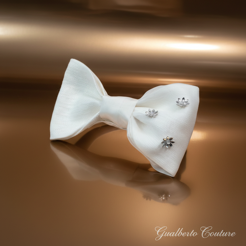 Watawat Sterling Silver Flower Beads in French Organza and Irish Woven Linen Bow