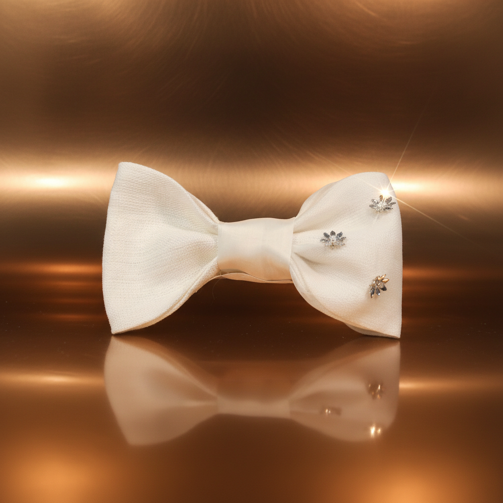 Minimalist White Bow on Brown Chrome Gold Background