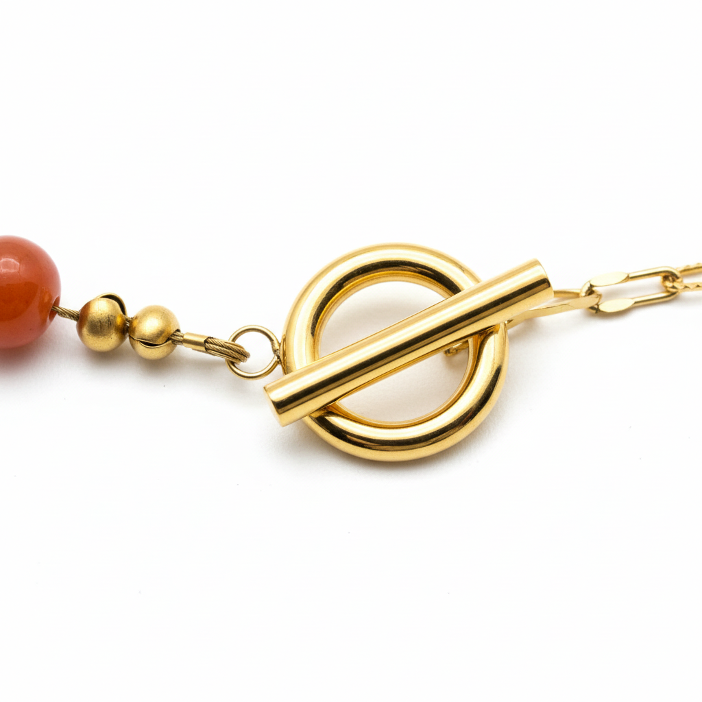 Professional Toggle Clasp Detail on White Background