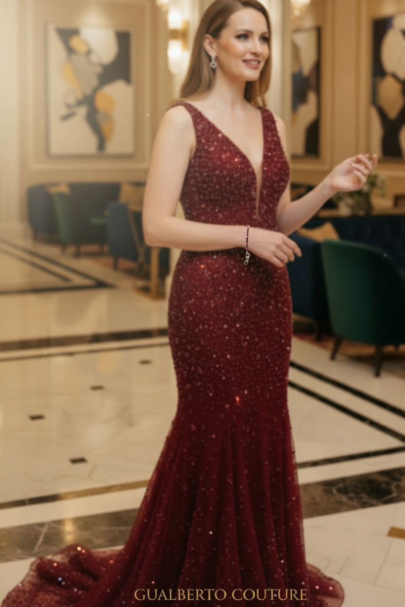 Red Garnet Bracelet on Model - Clear View