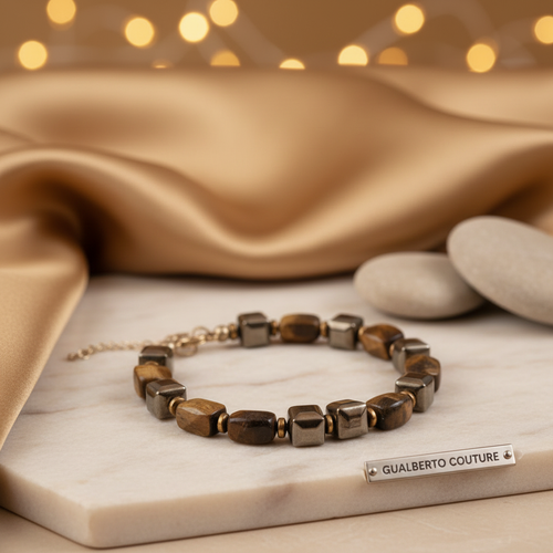 Tigers Eye and Hematite Bracelet with Stainless Steel Clasp and extender